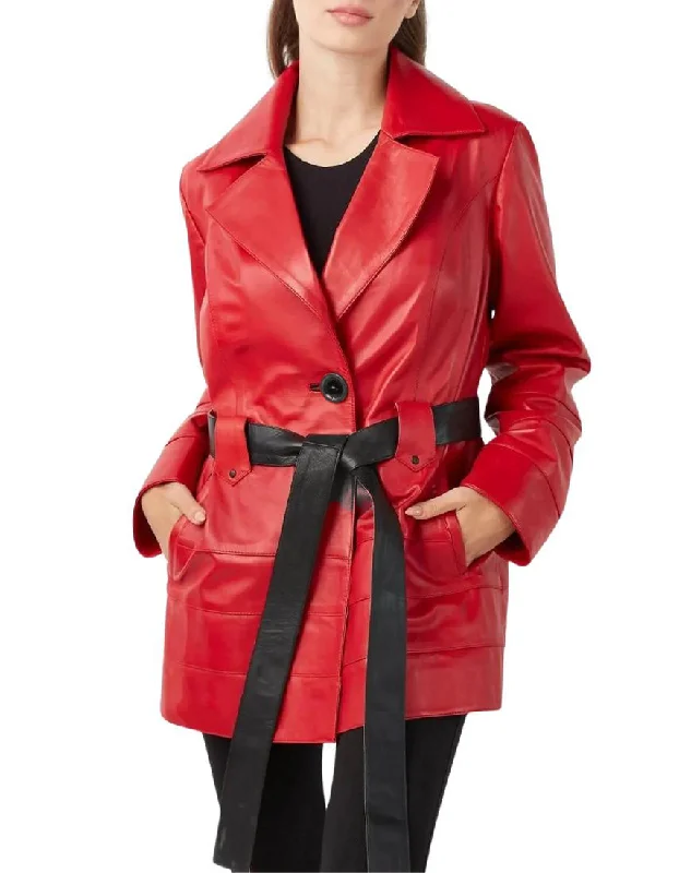 Rubis Red Leather Coat