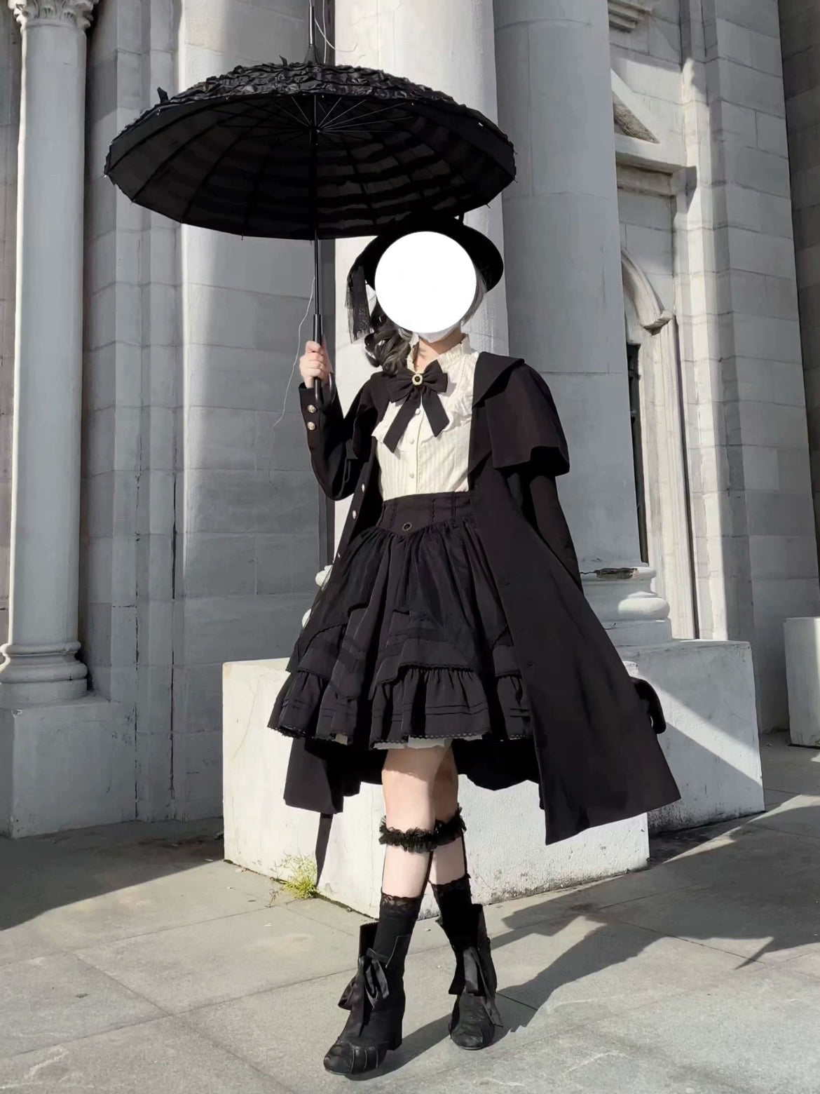 Uncle Wall Original~Rich Heiress~Elegant Black Lolita Coat with Detachable Cape