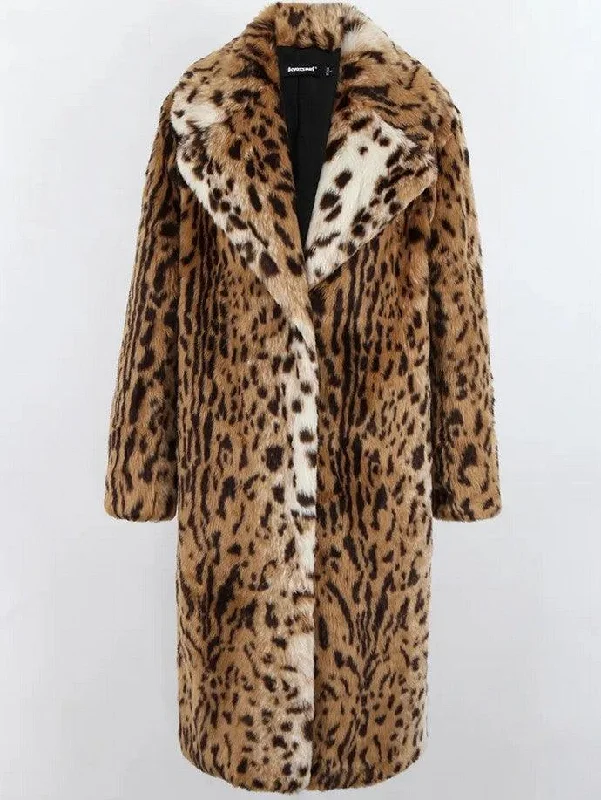 European And American Leather Fur Coat Leopard Fur Extended Artificial Wool