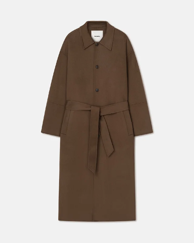 Lucian - Double Wool And Silk-Blend Coat - Chocolate Chip