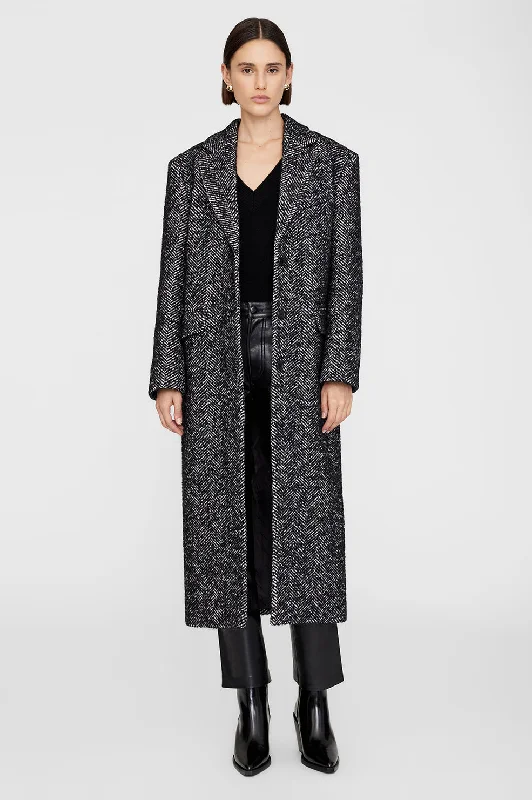 Quinn Coat - Black And White Tweed