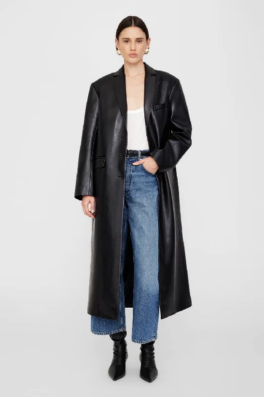 Quinn Coat - Black Recycled Leather