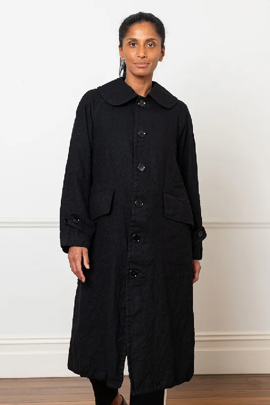 Peter Pan Collar Coat - Black