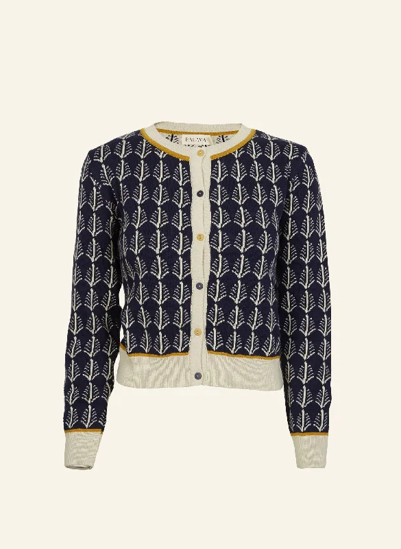 Vera Jacquard Cardigan - Navy Feather