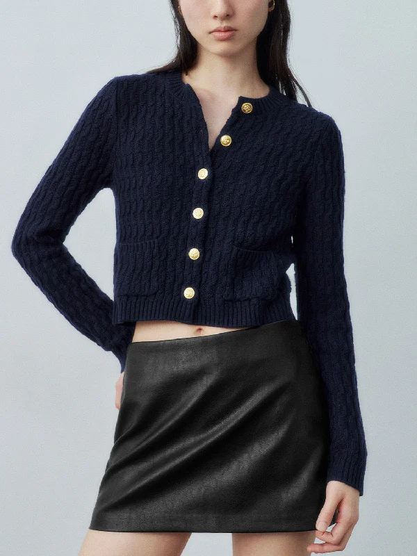 Crew Neck Skinny Knitted Cardigan