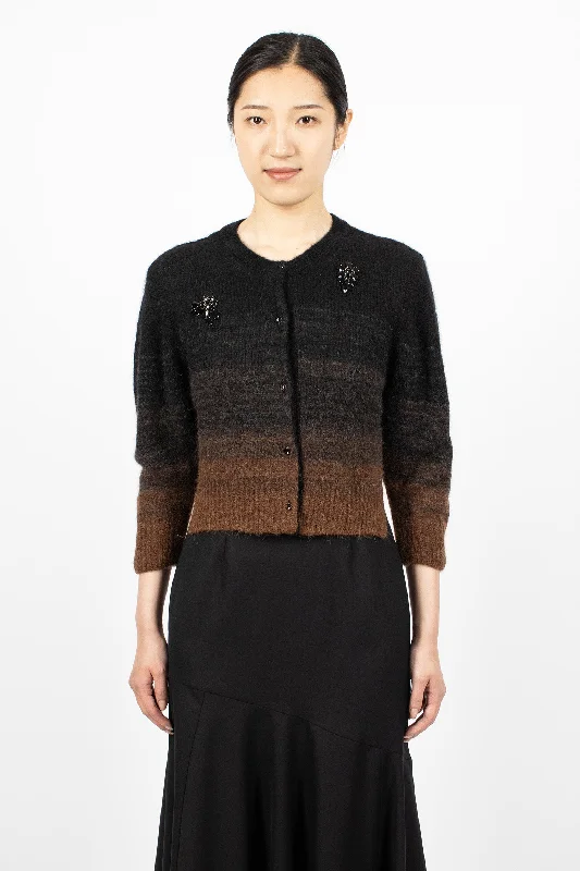 Embellished Knit Cardigan Chocolate Ombré/Jet