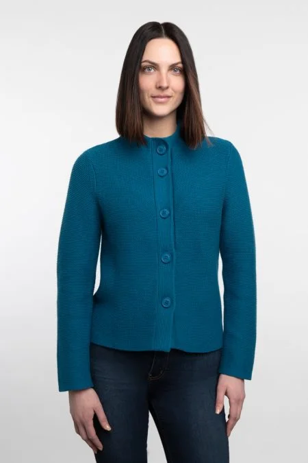 Kinross Cashmere Buttoned Mock Cardigan