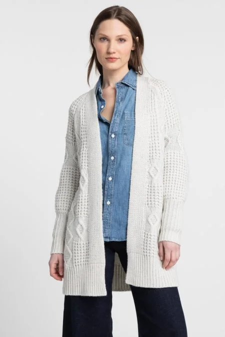 Kinross Cashmere Lurex Cable Cardigan