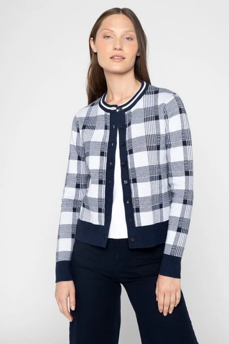 Kinross Cashmere Plaid Cardigan