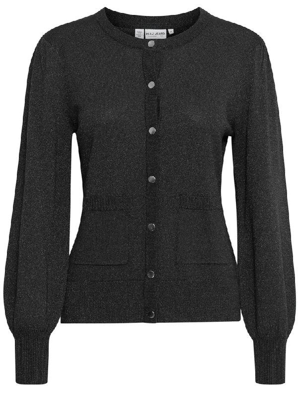 Pulz PzSara Pocket Cardigan Black Glitter